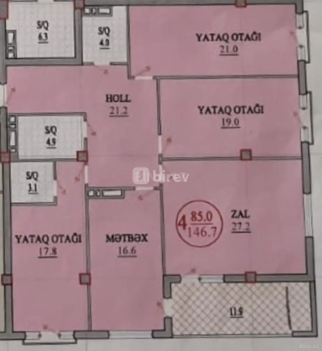 4 otaqlı mənzil, Yasamal q., Yasamal qəs., Yasamal rayonu — şəkil 10