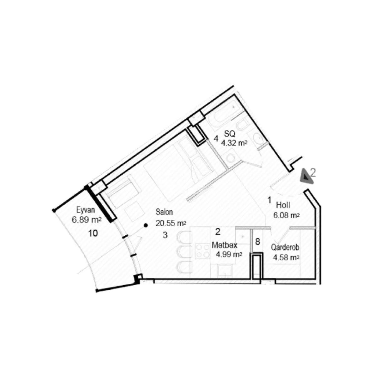 1 otaqlı mənzil, Nardaran q., Sea Breeze, Sabunçu rayonu — şəkil 8