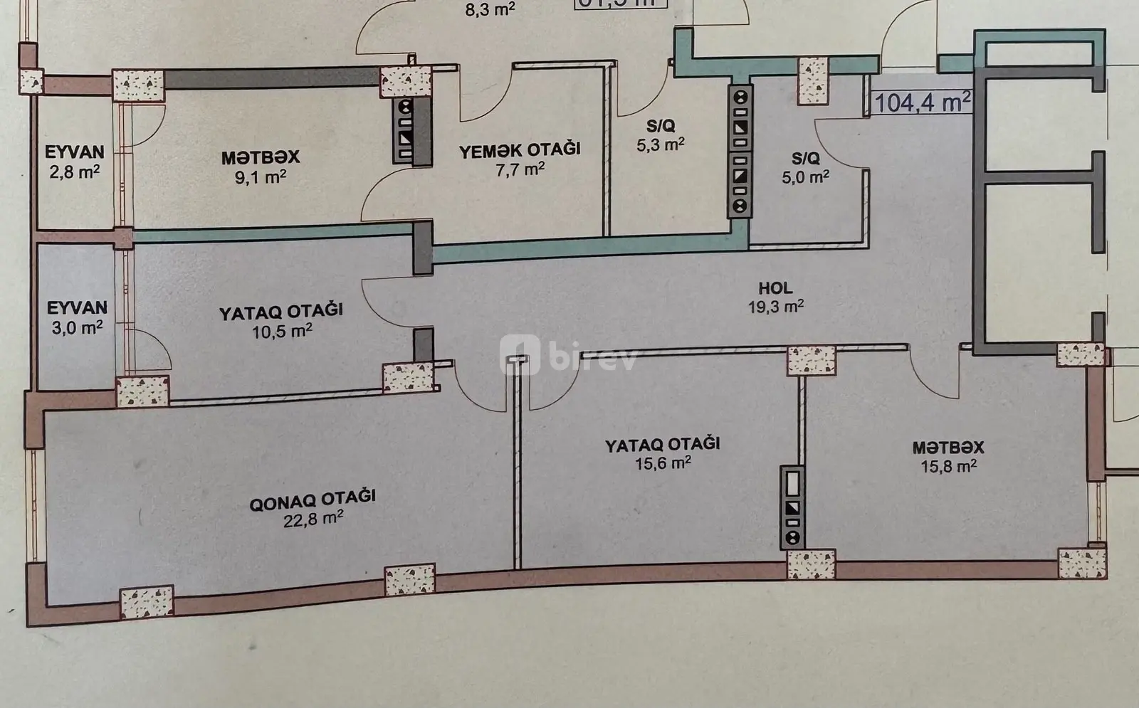 3 otaqlı mənzil, Xırdalan q., Heydər Əliyev prospekti, Abşeron rayonu — şəkil 7