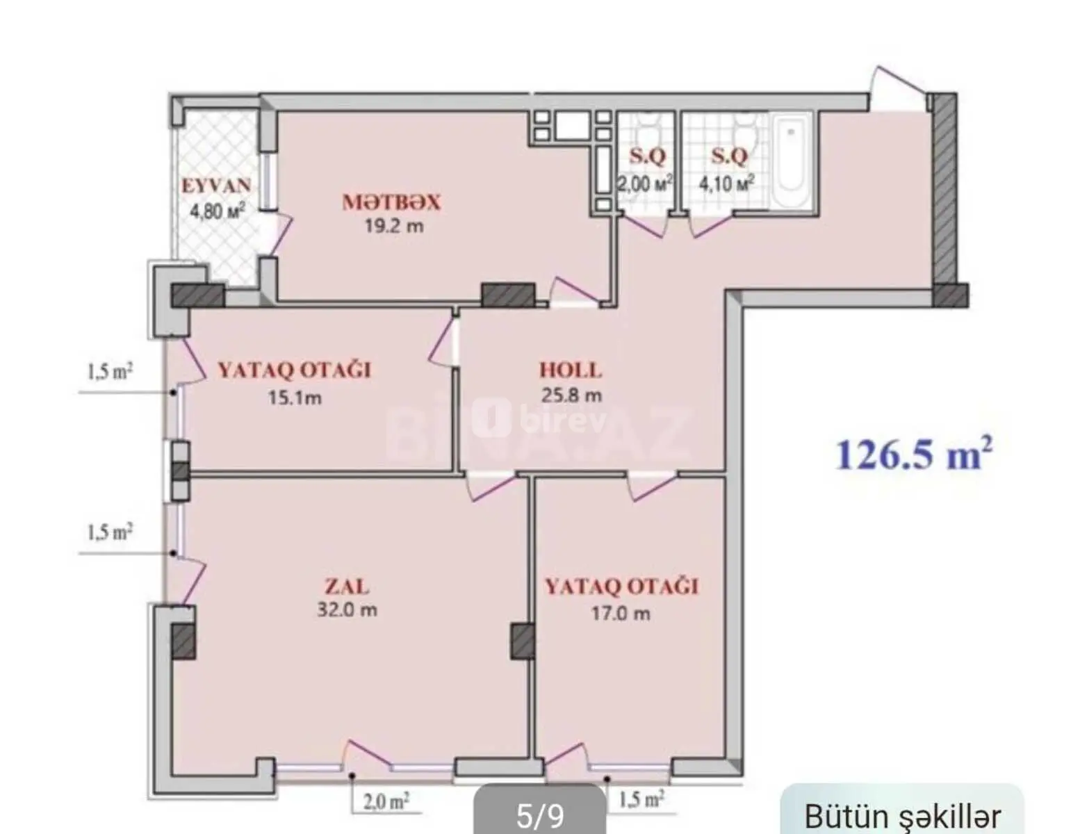 3 otaqlı mənzil, Nəsimi rayonu, Azadlıq pr., Bakı şəhəri — şəkil 3