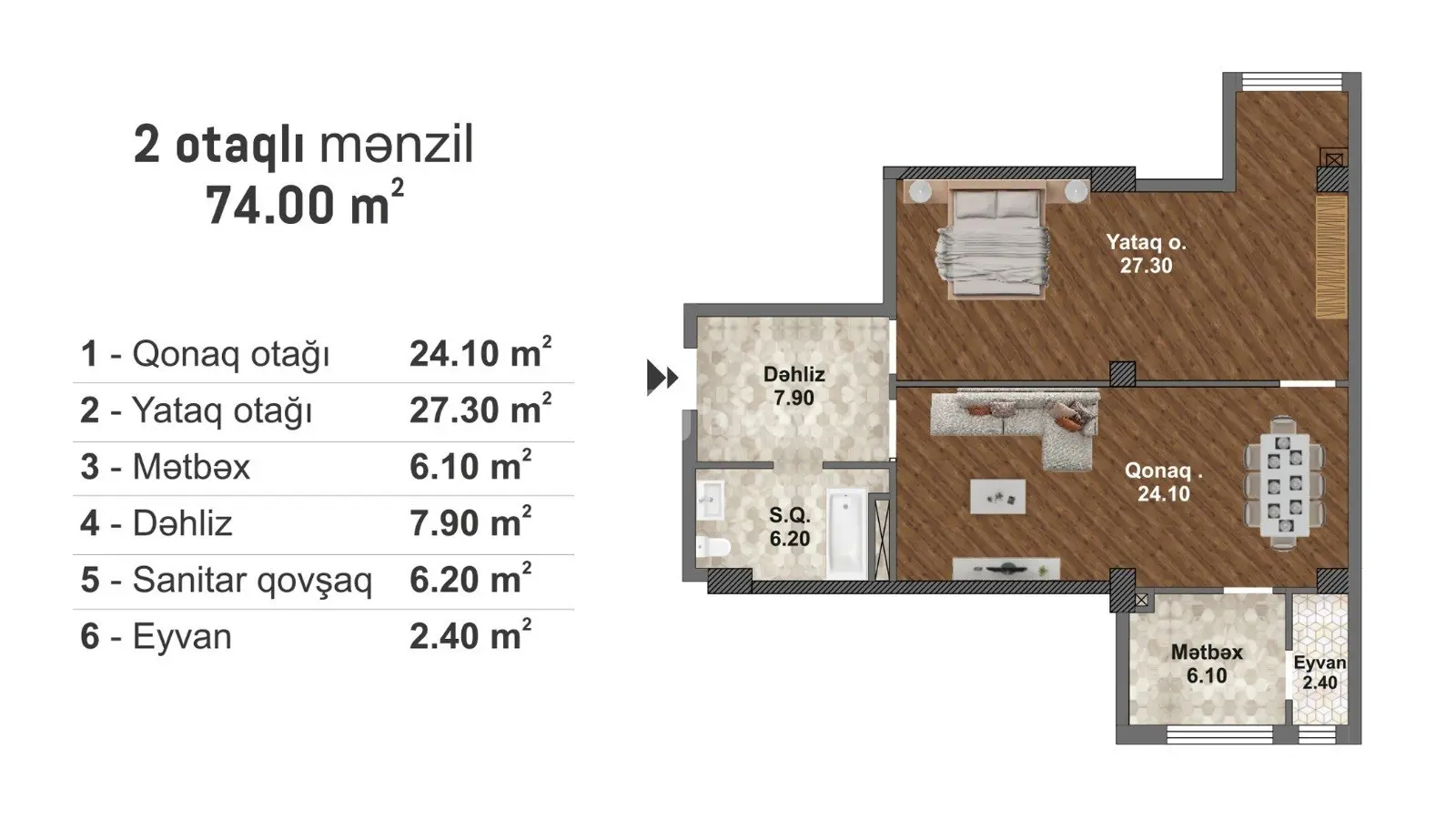 2 otaqlı mənzil, Məmmədli q., Zabrat Kürdəxanı şossesi, Abşeron rayonu — şəkil 2