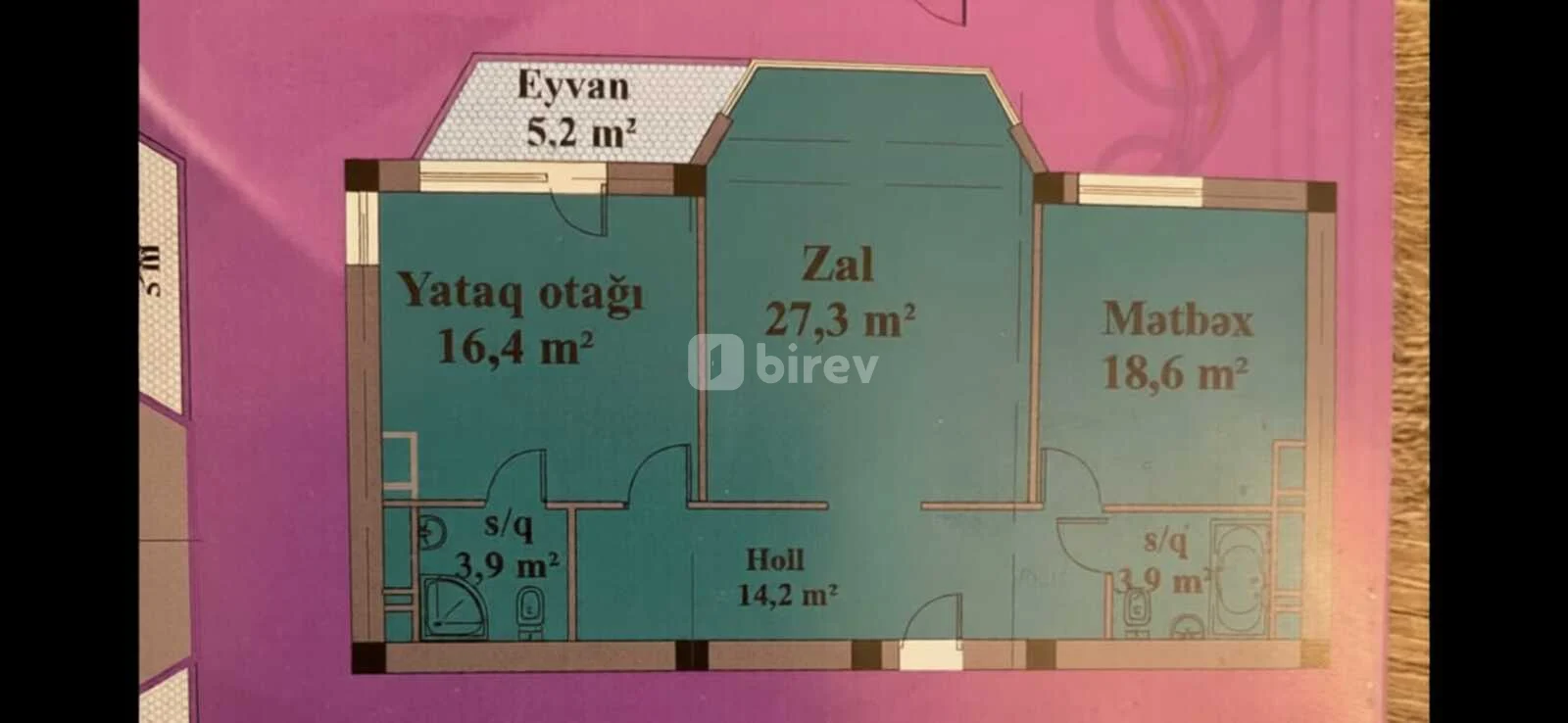 2 otaqlı mənzil, 8-ci mikrorayon, 8 ci mikrorayon, Binəqədi rayonu — şəkil 2