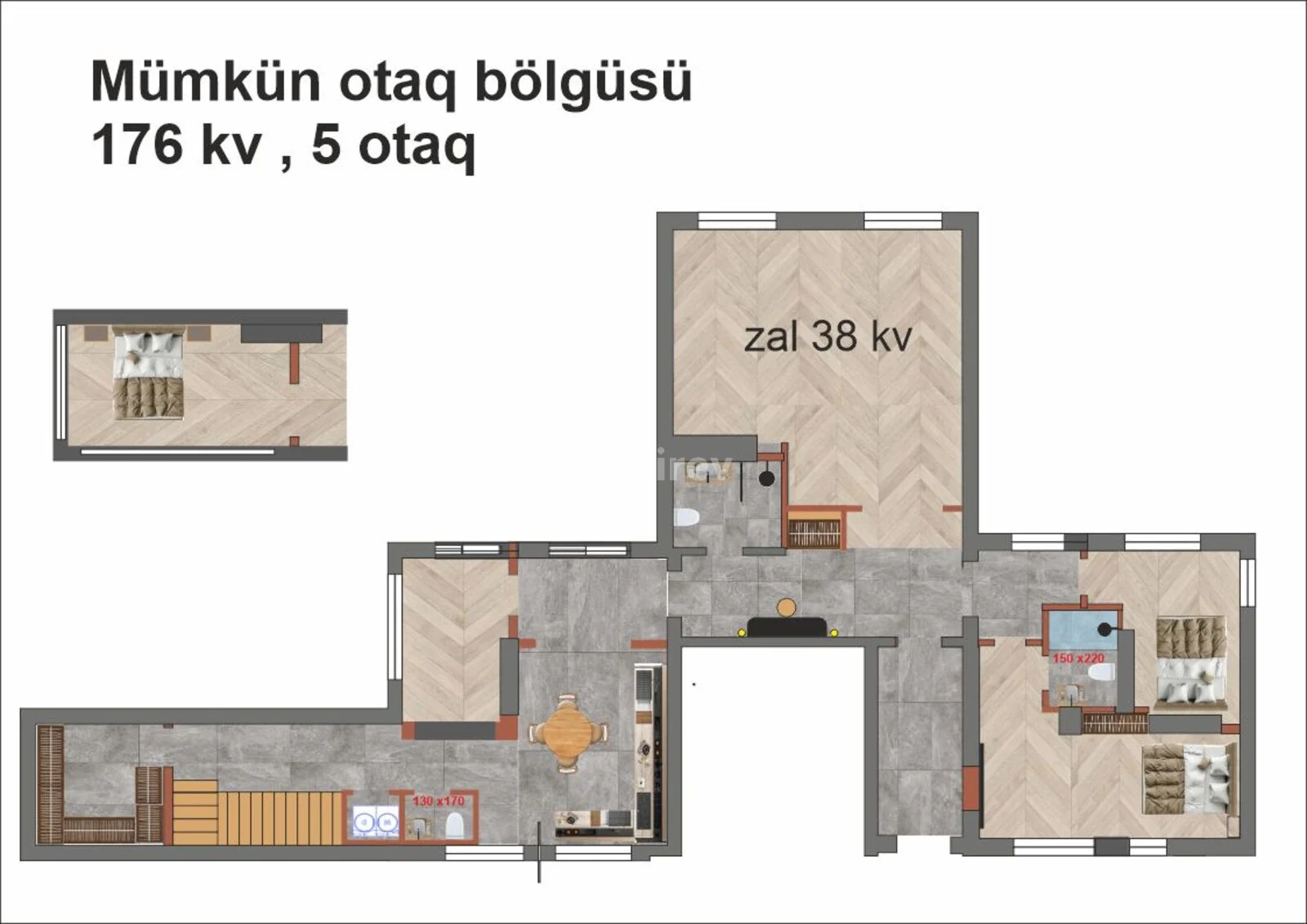 5 otaqlı mənzil, Nəsimi rayonu, Ə.Salamzadə küç.1035, Bakı şəhəri — şəkil 10