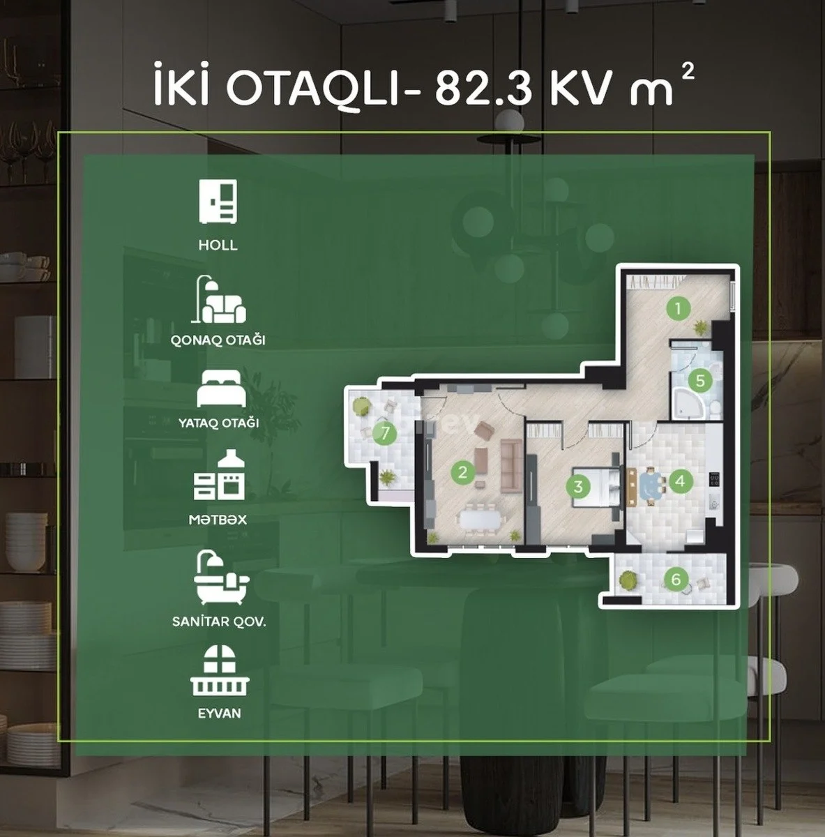 2 otaqlı mənzil, Yasamal q., Yasamal qəsəbəsi, Yasamal rayonu — şəkil 6
