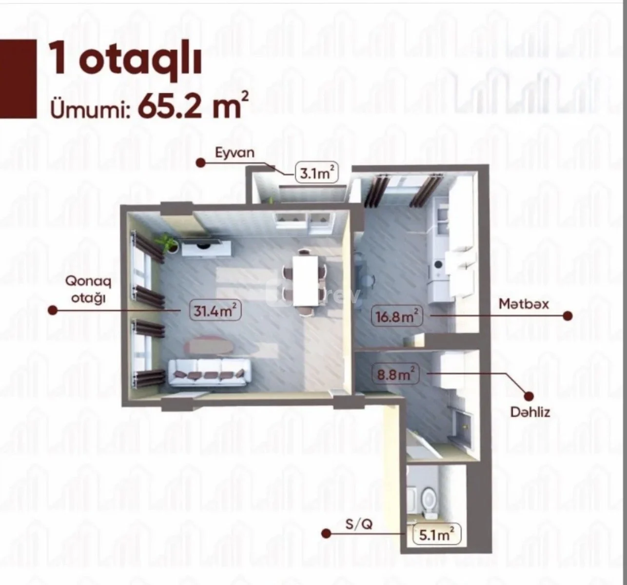 2 otaqlı mənzil, 8-ci mikrorayon, İbrahim Paşa Dadaşov küç., 70 a., Binəqədi rayonu — şəkil 1
