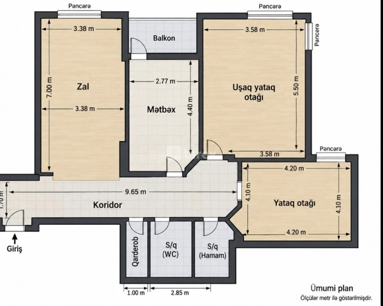 3 otaqlı mənzil, Saray q., Saray qəsəbəsi., Abşeron rayonu — şəkil 2